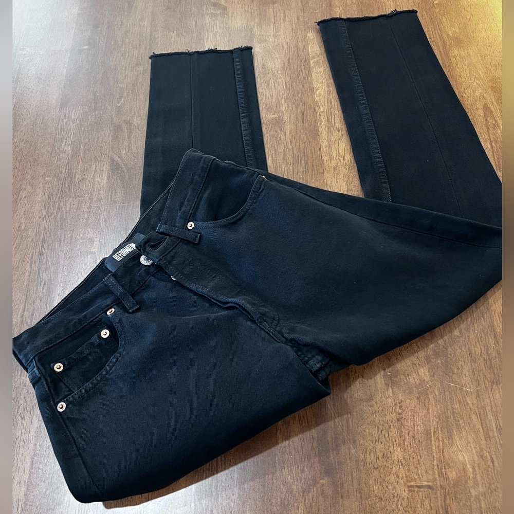 Reformation x Levis Collaboration Women's Straight Leg Dark Black Jeans Size 26